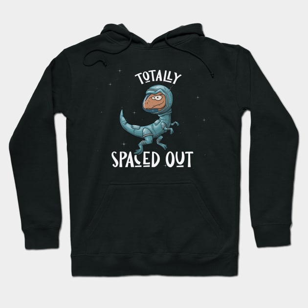 Spaced Out Dinosaur Astronaut in Outer Space Velociraptor Hoodie by SkizzenMonster